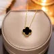 New Lucky Necklace Girl's Four-Leaf Clover Necklace Titanium Steel 18K Gold Simple Pendant Light Luxury Minority Clavicle Chain